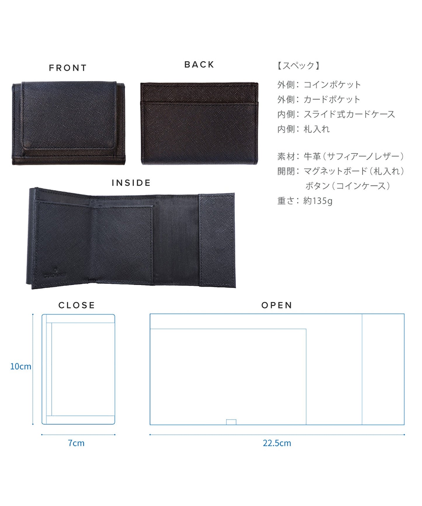 Saffiano leather trifold wallet PG401