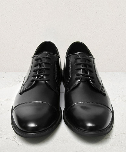 Outer feather straight tip business shoes